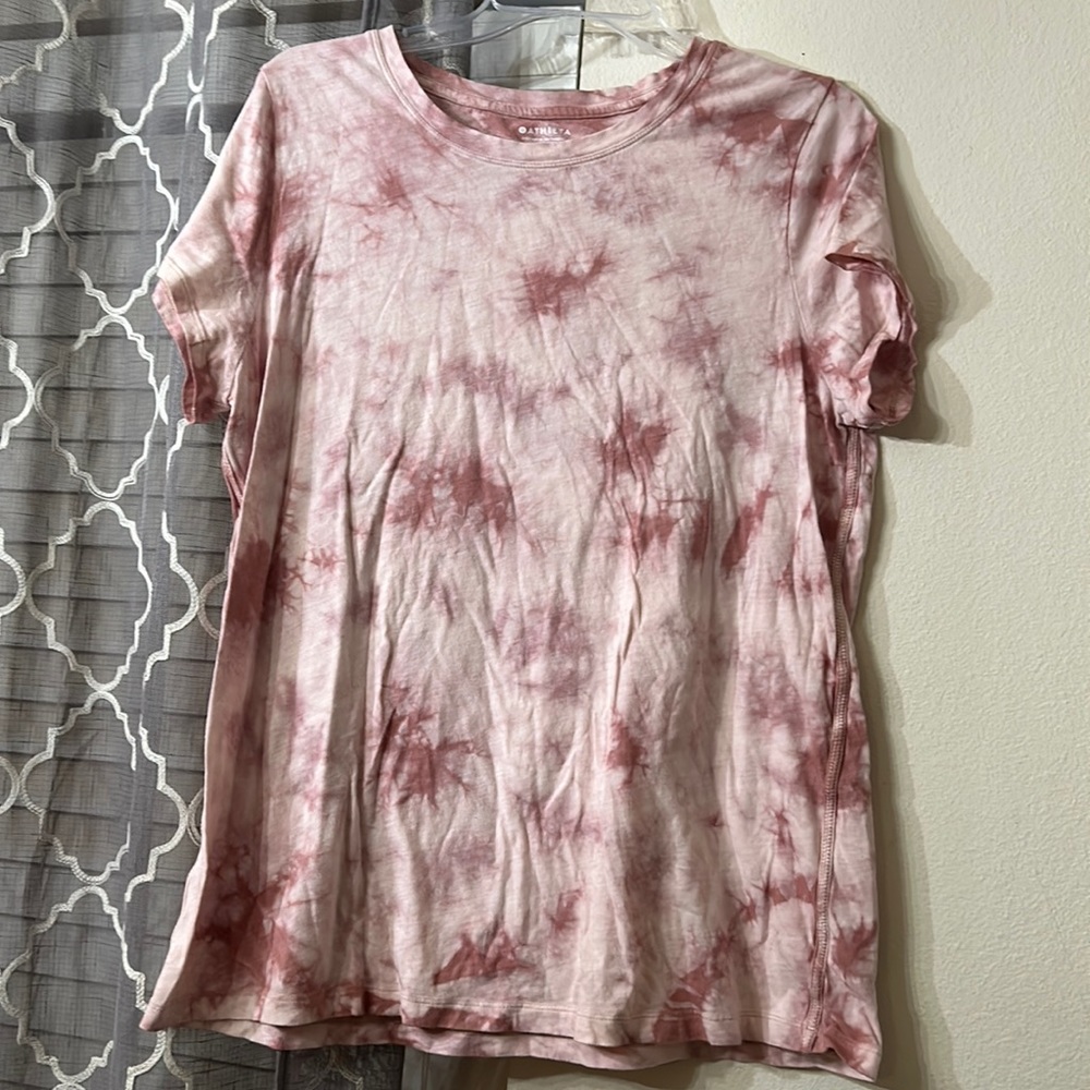 Athleta Daily Crew Pink Tie-Dye Tee